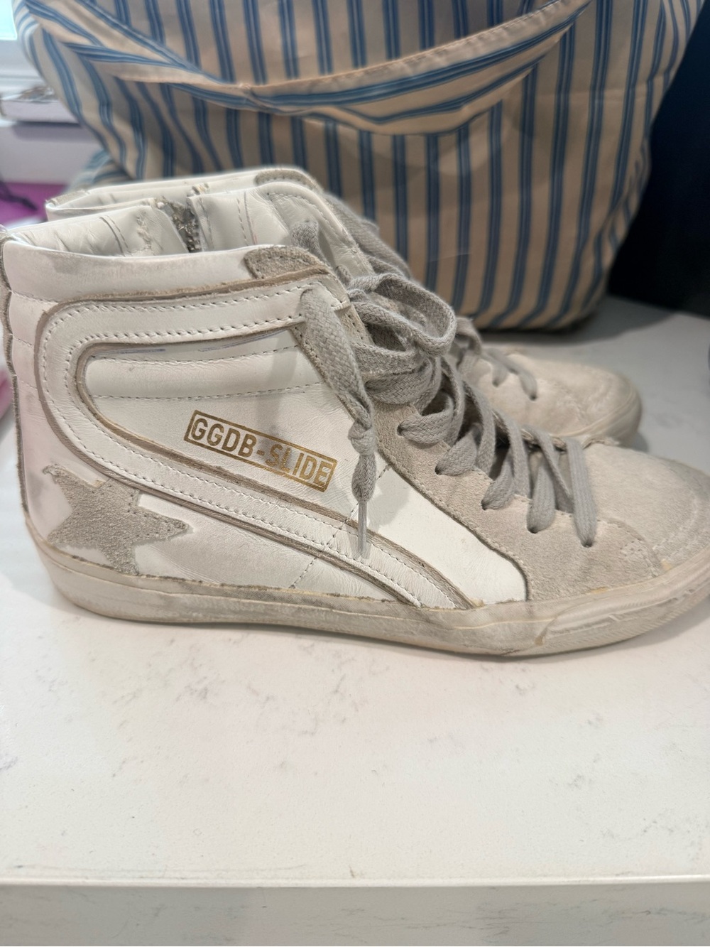 GOLDEN GOOSE Women’s White & Gray High-Top Sneakers